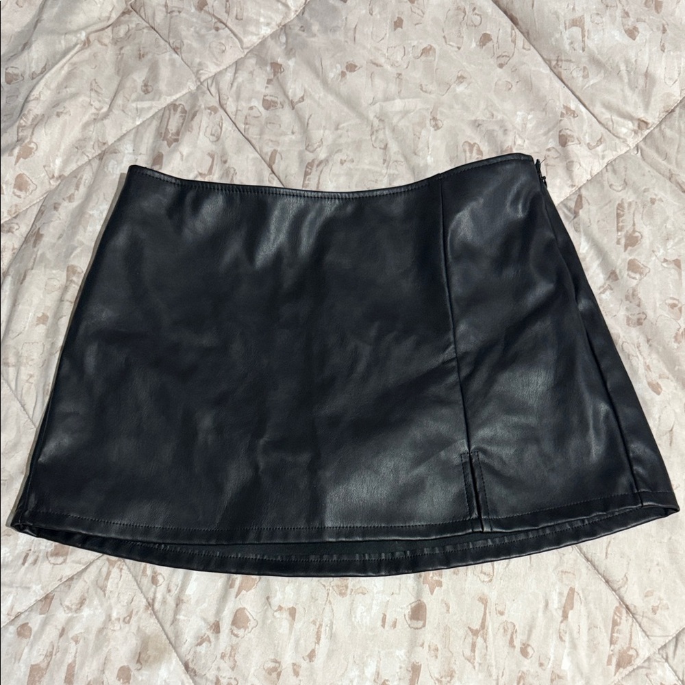 Black Leather Mini Skirt with built in shorts